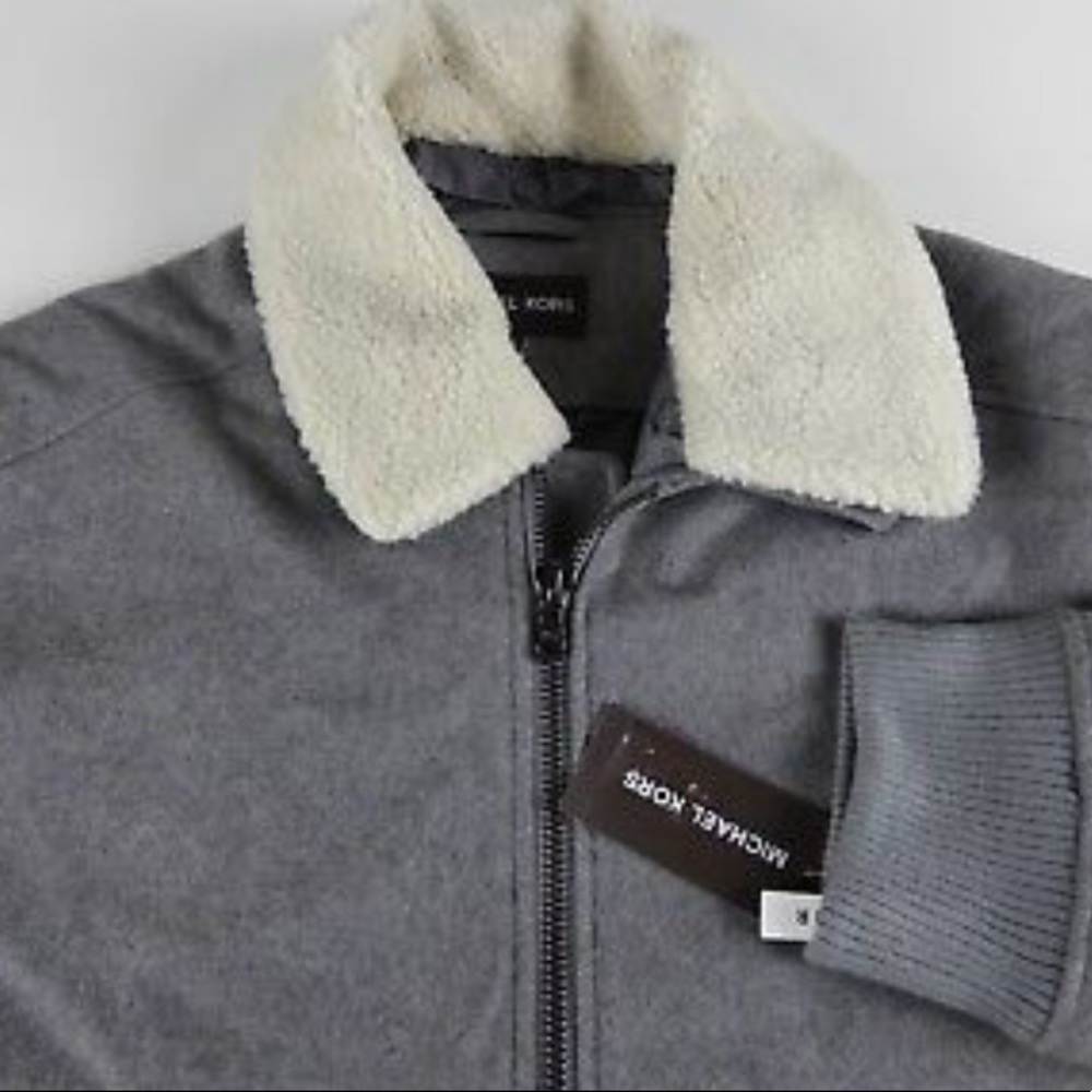 Michael Kors Wool Blend Bomber Jacket Fur Collar - Picture 1 of 8